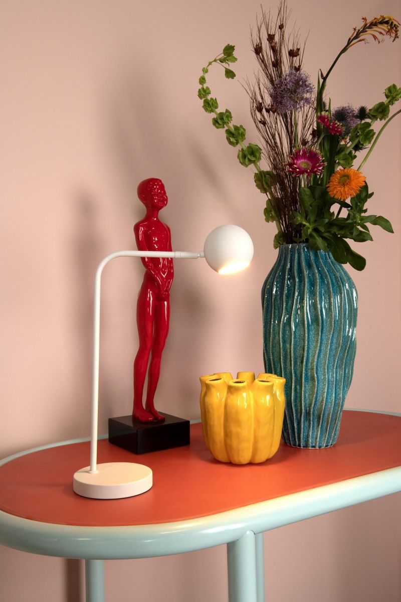 Lucide COMET - Dobíjacia stojaca lampa na čítanie - Batéria - LED Dim. - 1x3W 2700K - 3 StepDim - Biela